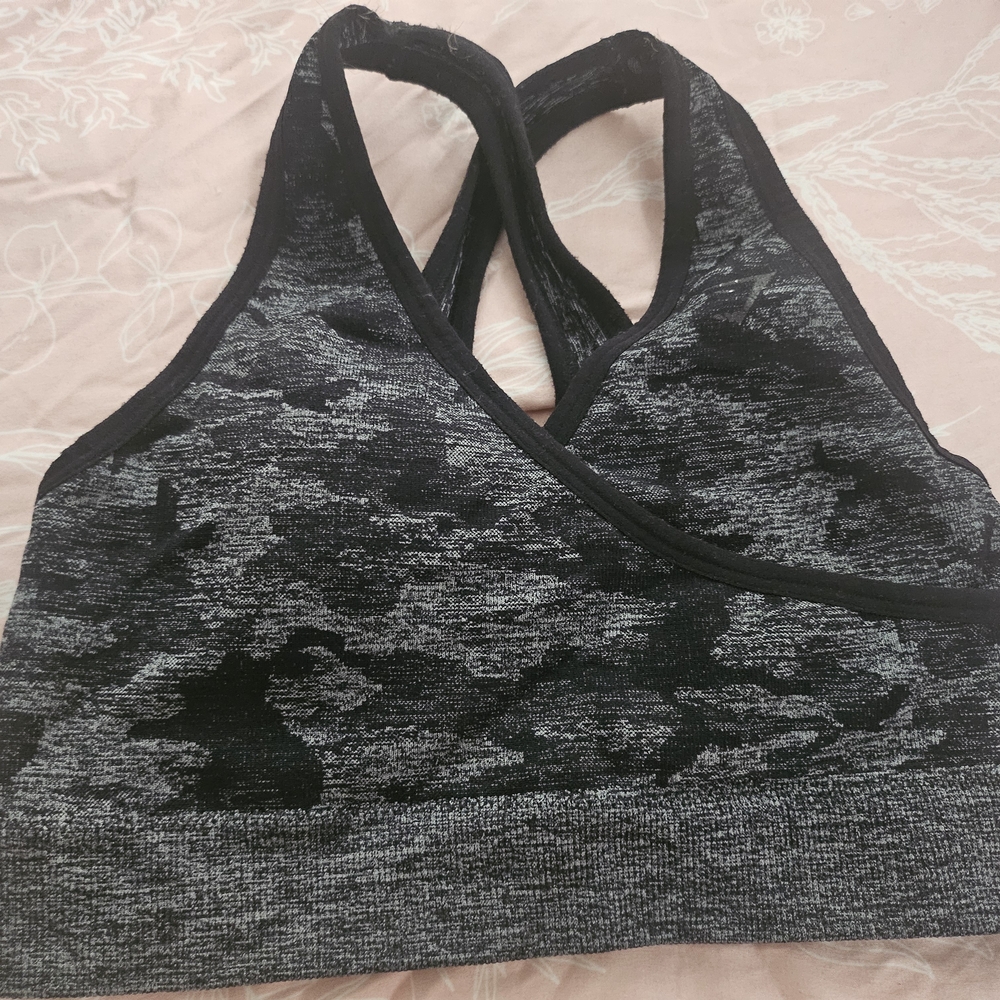 Women's Black and Gray Sports Bra